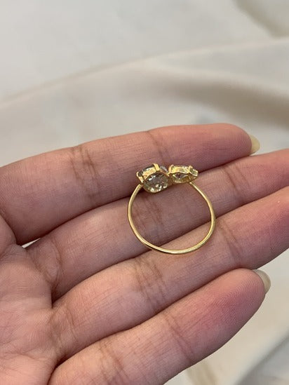 Anel em ouro amarelo Toi et Moi com água marinha