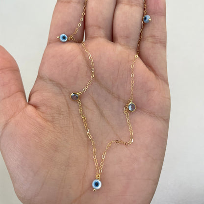Gargantilha Olho Grego em Ouro Amarelo 18k, com zircônias