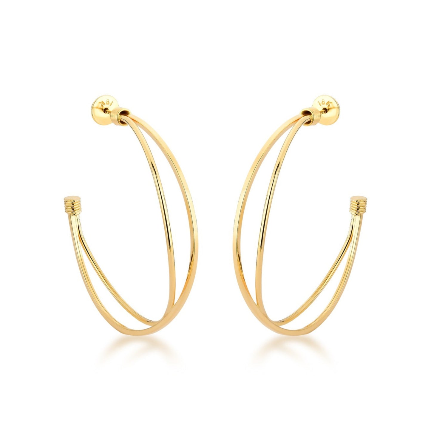 Brinco Meia Argola Cruzada em Ouro Amarelo 18k, 45mm