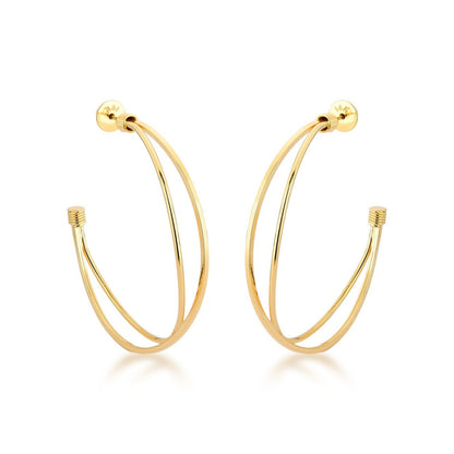 Brinco Meia Argola Cruzada em Ouro Amarelo 18k, 45mm