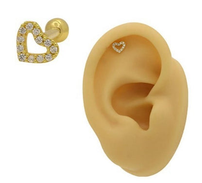 Piercing Coração em Ouro 18K para Orelha