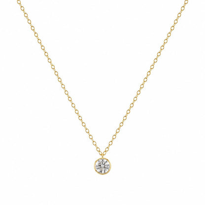Gargantilha em ouro amarelo 18k, malha americana com 45 cm e moissanite de 5mm