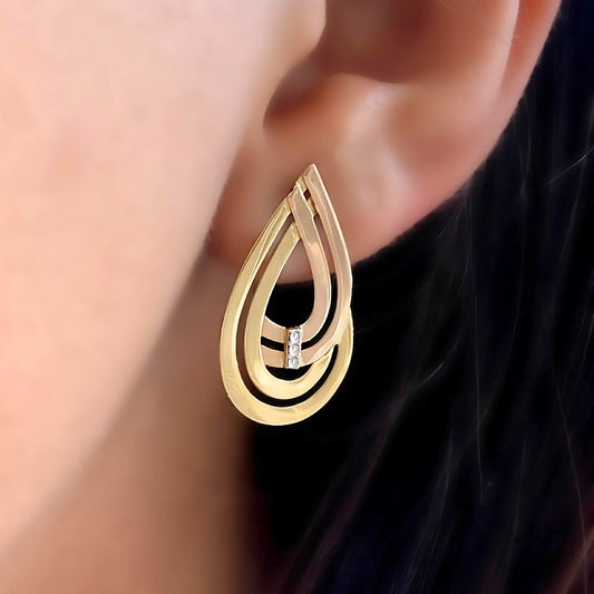 Brinco Solara Tricolor Coleção Double em Ouro 18k-750