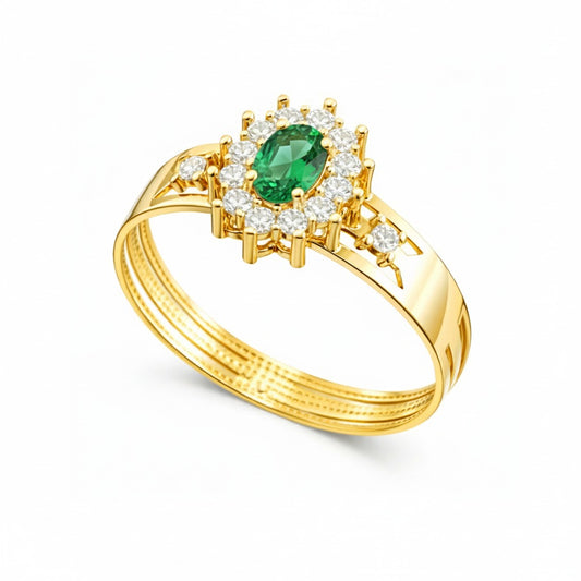 Anel Dux em Ouro Amarelo 18K-750, com zircônias