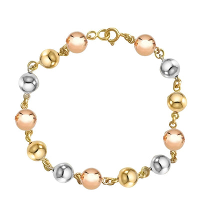 Pulseira 13 Bolas Tricolores em Ouro Amarelo 18k-750