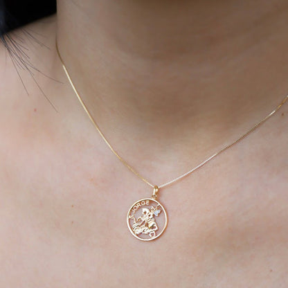 Pingente Medalha de São Jorge em Ouro Amarelo 18K-750