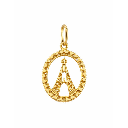Pingente Medalha Oval Nossa Senhora Aparecida em Ouro Amarelo 18k-750