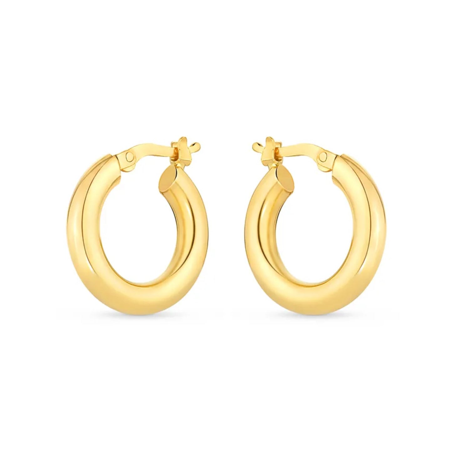 Brinco Argola Redonda Tubular em Ouro Amarelo 18k, 24mm