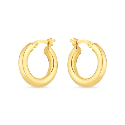 Brinco Argola Redonda Tubular em Ouro Amarelo 18k, 24mm