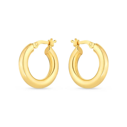 Brinco Argola Redonda Tubular em Ouro Amarelo 18k, 24mm