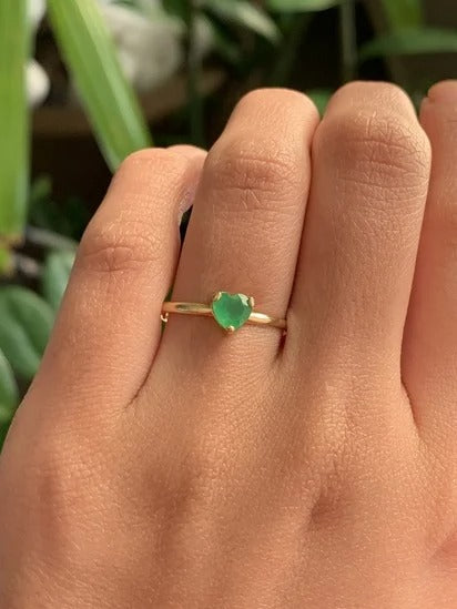 Anel Valentina Verde Ouro Amarelo 18K-750