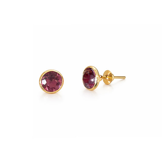 Brinco Quartzo Violeta em Ouro Amarelo 18K