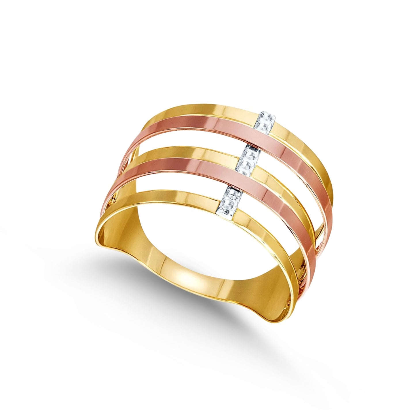 Anel Solara Coleção Fit em Ouro Amarelo, Rosê e Branco 18K-750