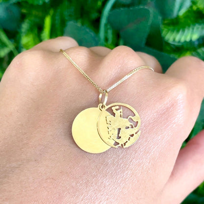 Pingente Medalha de São Jorge em Ouro Amarelo 18K-750