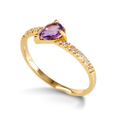Anel Lavanda em Ouro Amarelo 18K-750, com ametista e topázios brancos