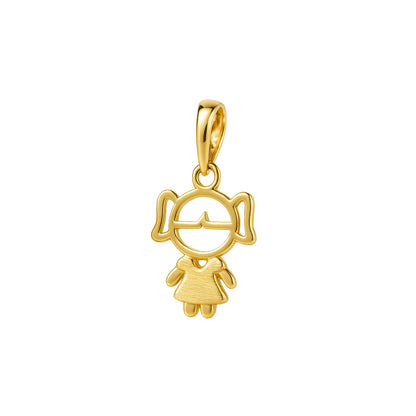 Pingente Menina Vestido Fosco em Ouro Amarelo 18K-750