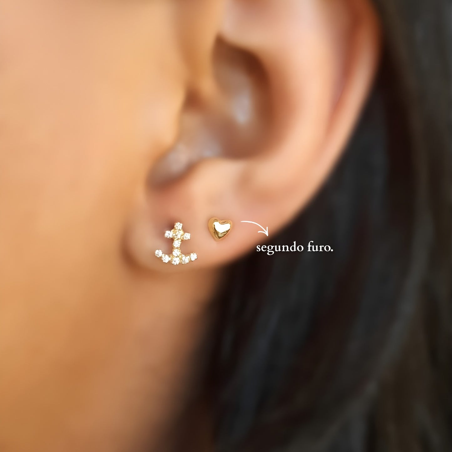 Brinco Coração Mini em Ouro Amarelo 18k, 4mm