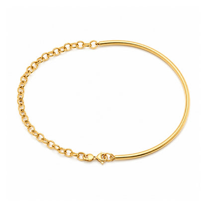 Bracelete Ondulado com Elos Português em Ouro Amarelo 18K