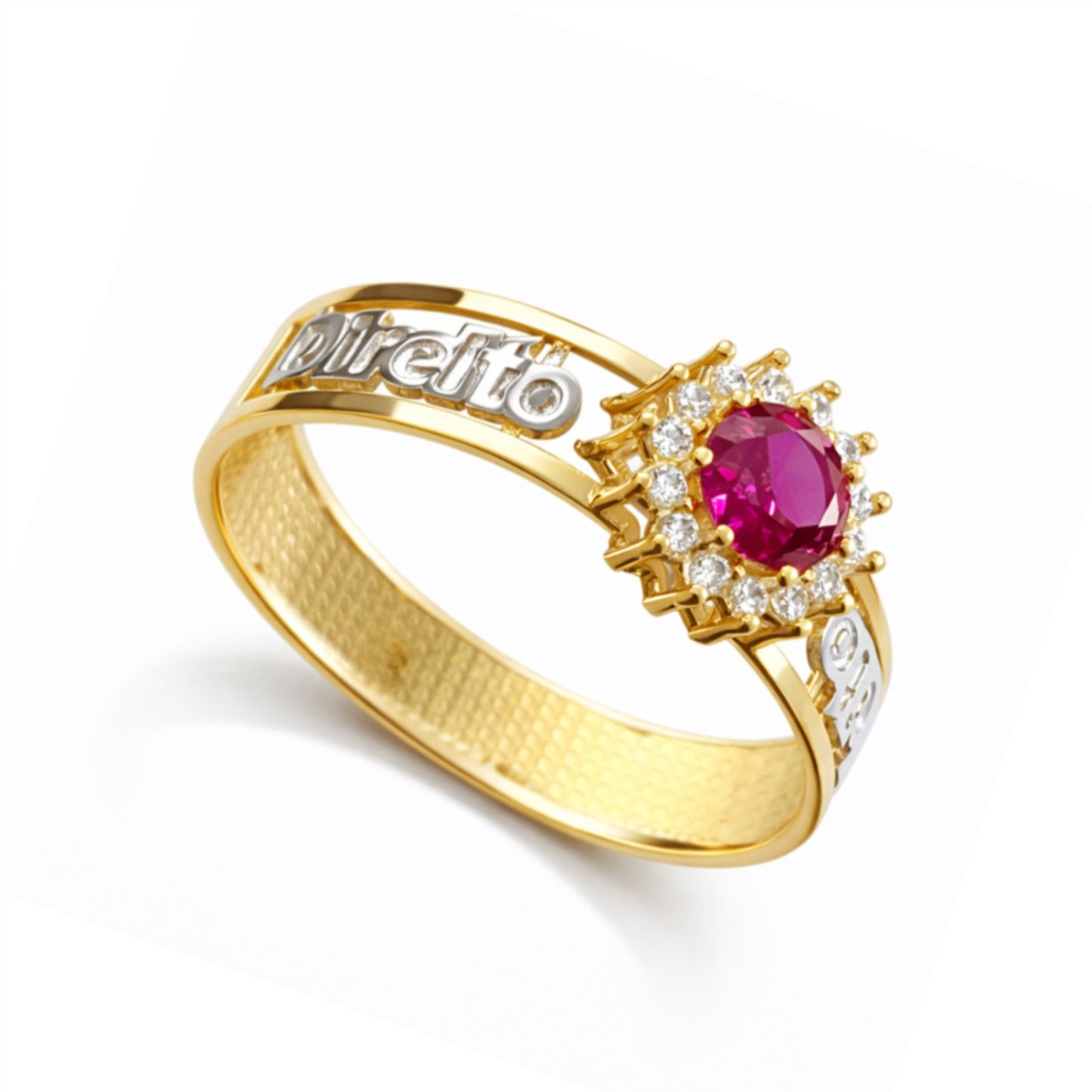 Anel Direito em Ouro Amarelo 18K-750, com zircônias