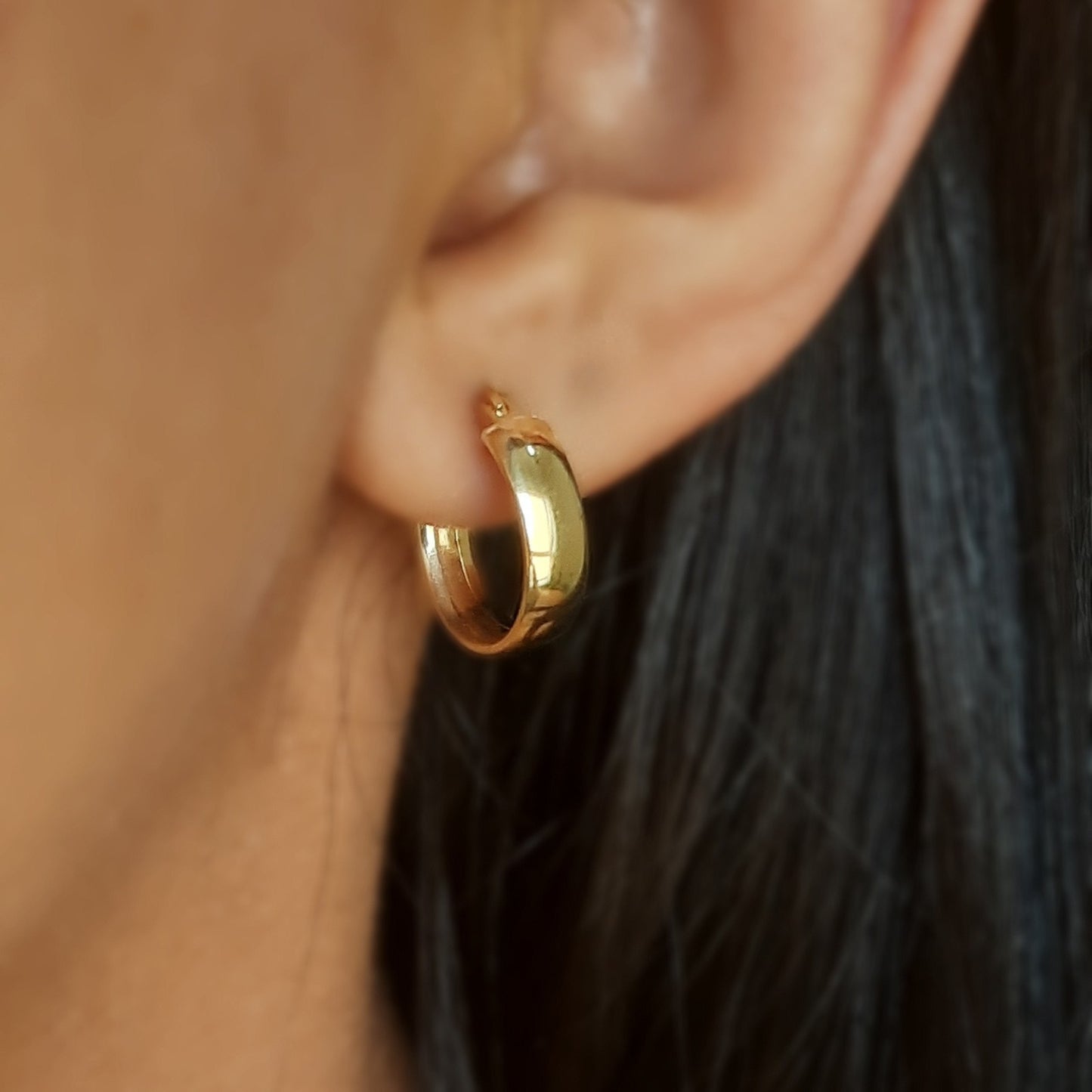 Brinco Argola Redonda em Ouro Amarelo 18k, 14mm