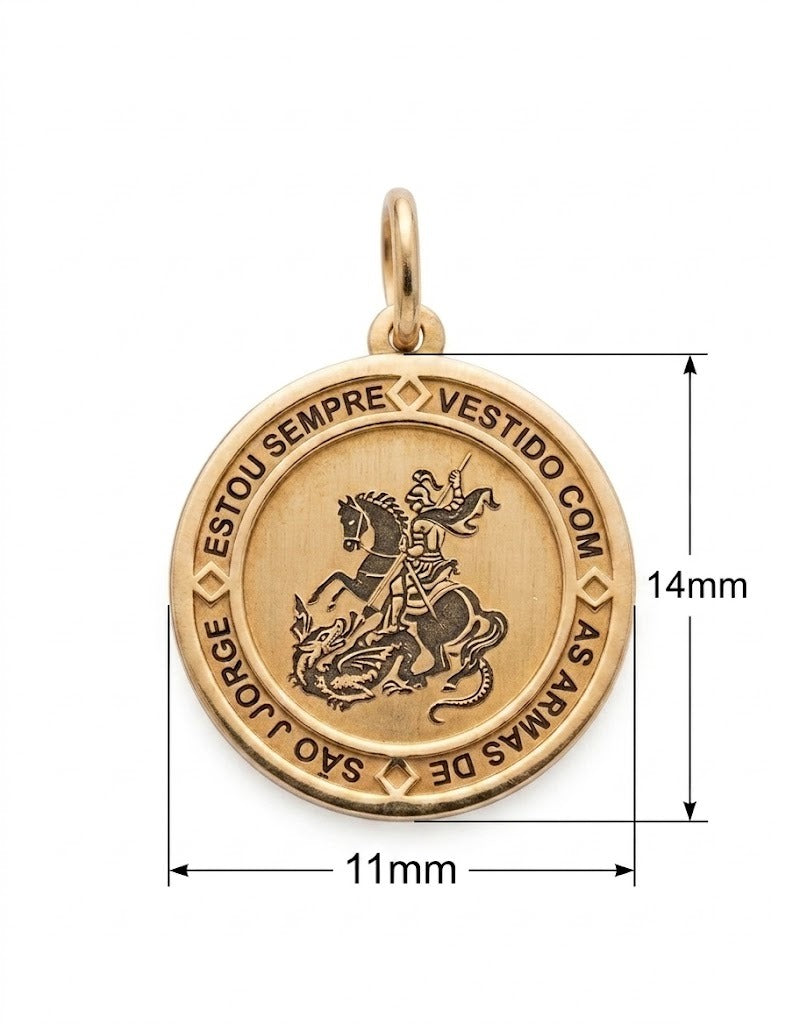 Pingente Medalha de São Jorge com oração no verso