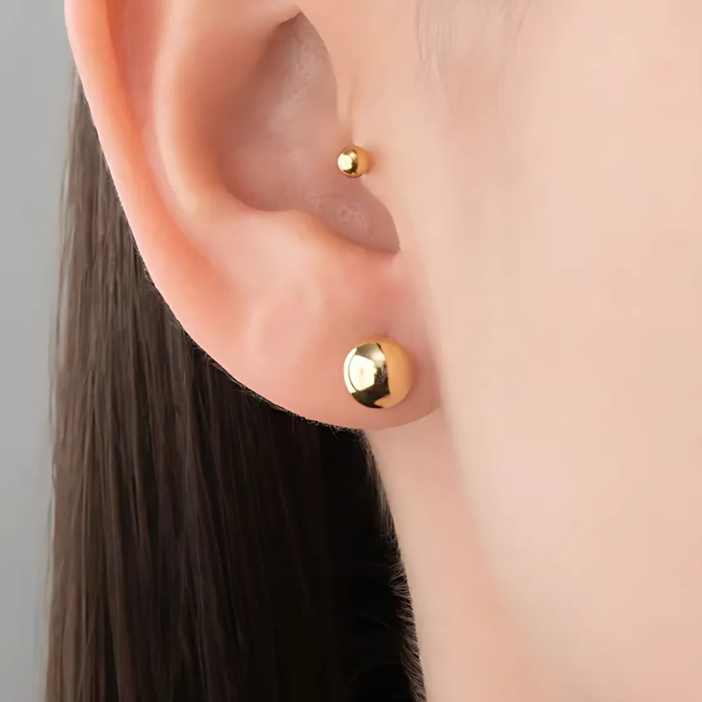 Brinco Meia Bola em Ouro Amarelo 18k-750