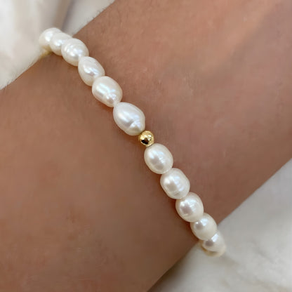 Pulseira de Pérolas Barrocas e Hematita dourada em Ouro 18K-750