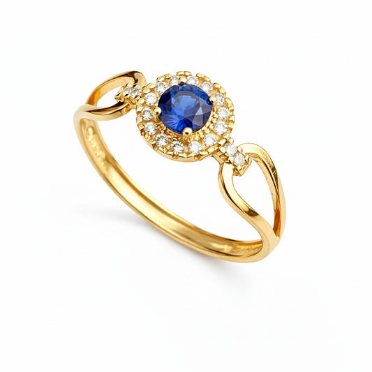 Anel Triunfo em Ouro Amarelo 18K-750, com zircônias