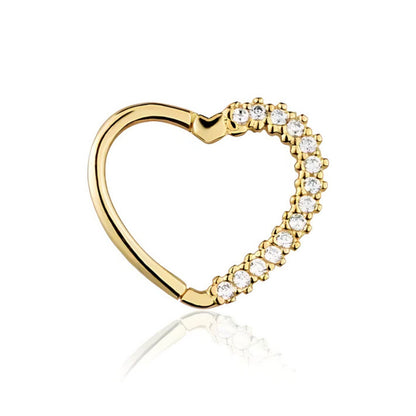 Piercing Daith Coração em Ouro Amarelo 18k-750 - Orelha Esquerda Cartilagem