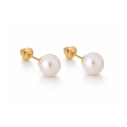 Brinco Pérola 7mm em Ouro Amarelo 18k