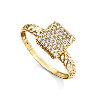 Anel Chuveiro Monet em Ouro Amarelo 18K-750, com zircônias