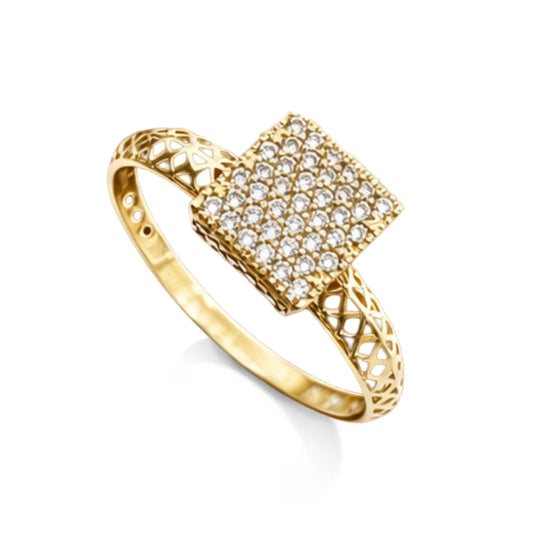 Anel Chuveiro Monet em Ouro Amarelo 18K-750, com zircônias