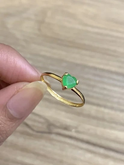 Anel Valentina Verde Ouro Amarelo 18K-750