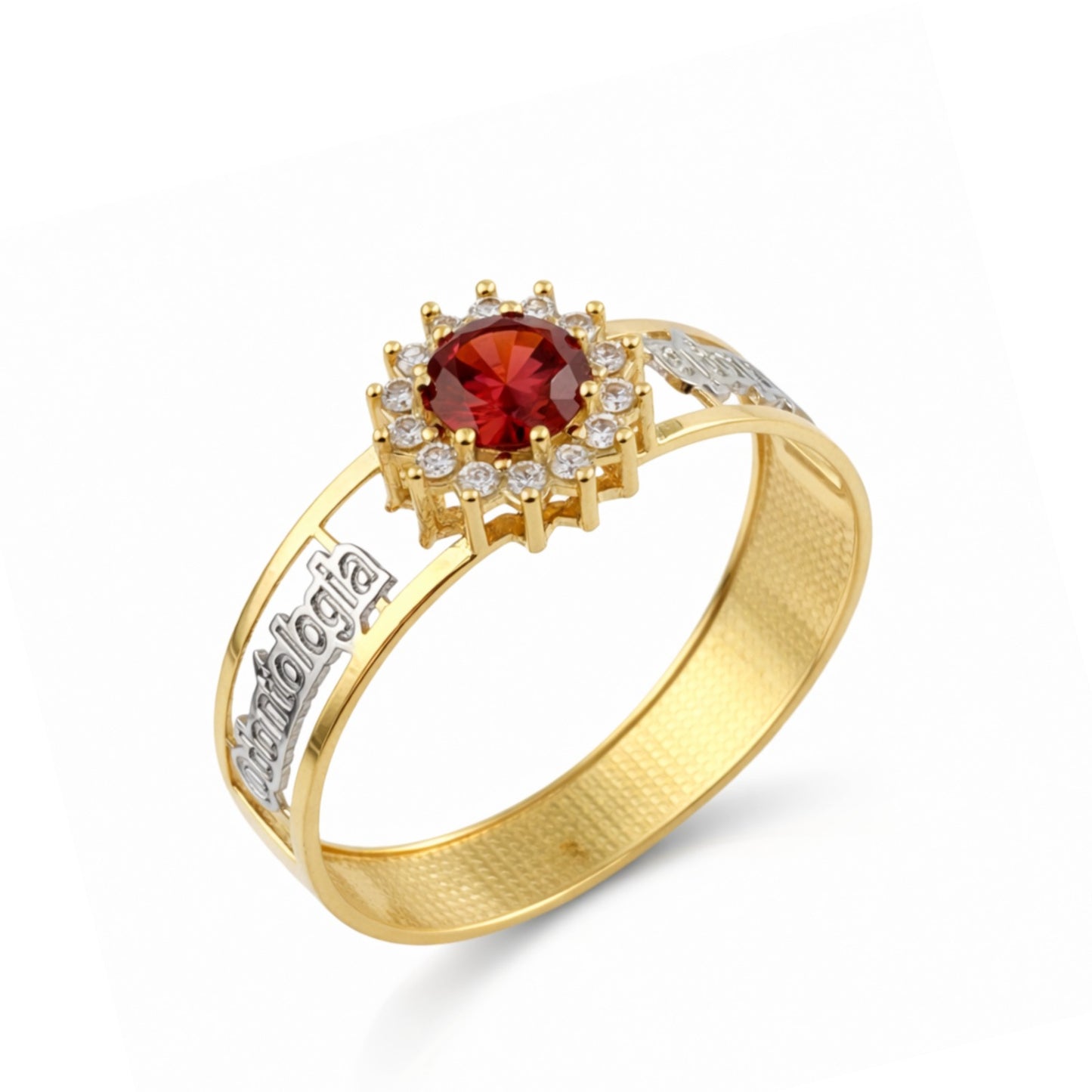 Anel Odontologia em Ouro Amarelo 18K-750, com zircônias