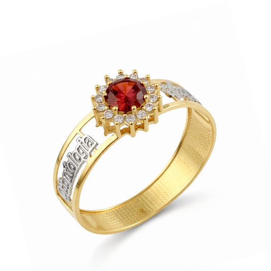 Anel Odontologia em Ouro Amarelo 18K-750, com zircônias