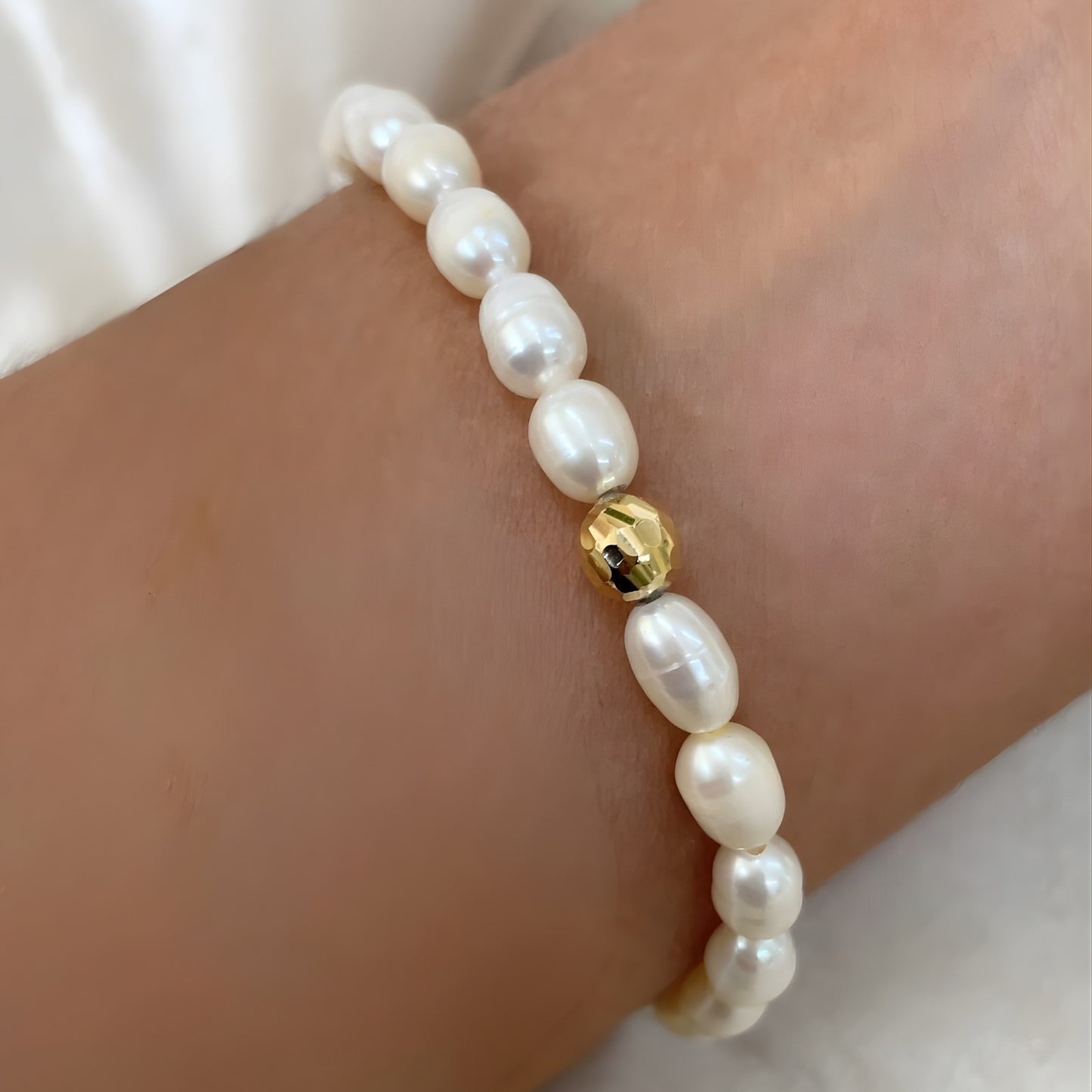 Pulseira de Pérolas Barrocas e Hematita dourada em Ouro 18K-750