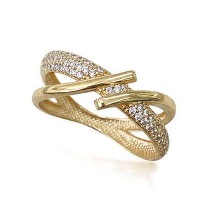 Anel Nexus em Ouro Amarelo 18K-750, com zircônias