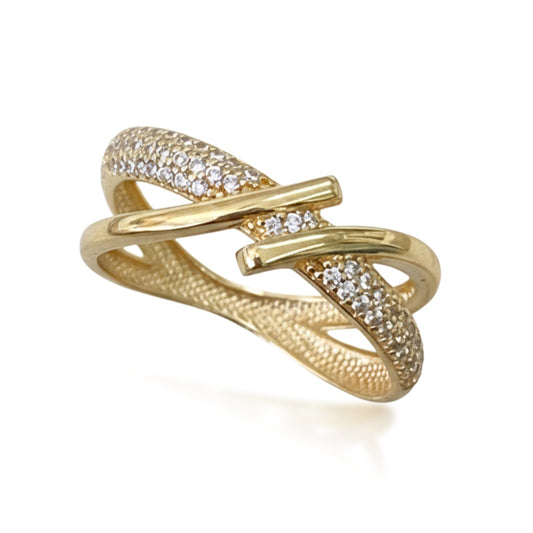 Anel Nexus em Ouro Amarelo 18K-750, com zircônias