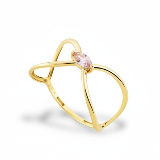 Anel Blatt em Ouro Amarelo 18K-750, com quartzo rosa