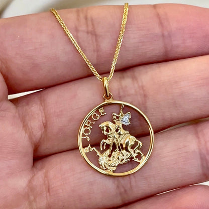 Pingente Medalha de São Jorge em Ouro Amarelo 18K-750