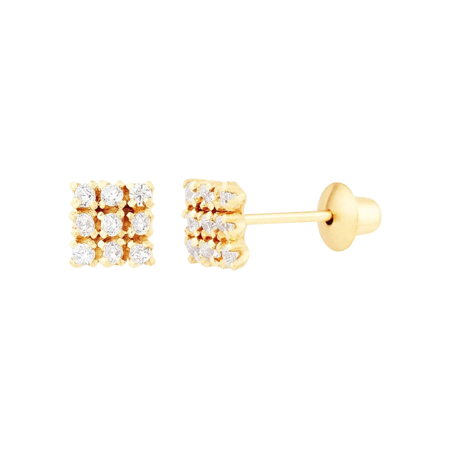 Brinco Chuveiro Quadrado Ouro Amarelo 18K