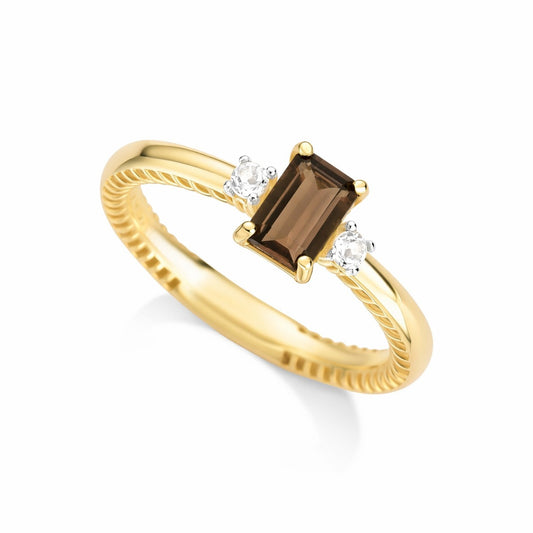 Anel Obsidian Fume em ouro amarelo 18k