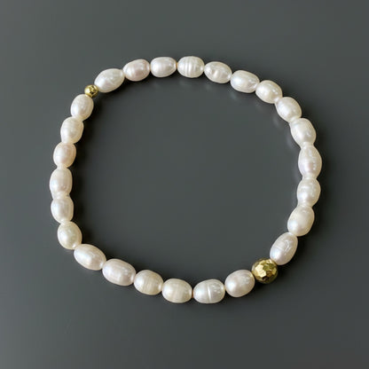 Pulseira de Pérolas Barrocas e Hematita dourada em Ouro 18K-750