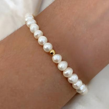 Pulseira de Mão de Hamsa em Madrepérola e Pérolas Barrocas em Ouro 18K-750