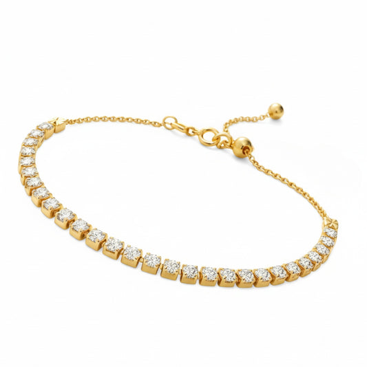Pulseira Riviera com Zircônias Brancas em Ouro Amarelo 18K-750