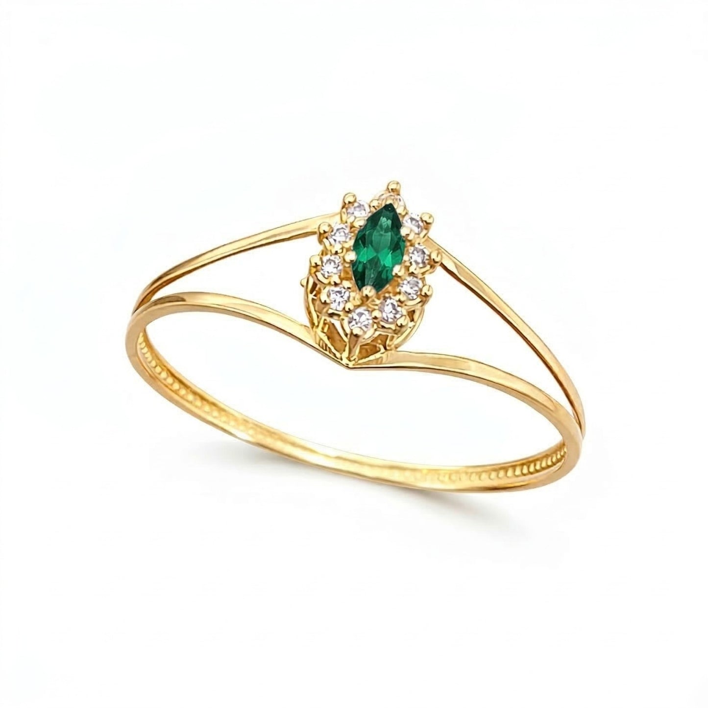 Anel Victoria em Ouro Amarelo 18K-750, com zircônias