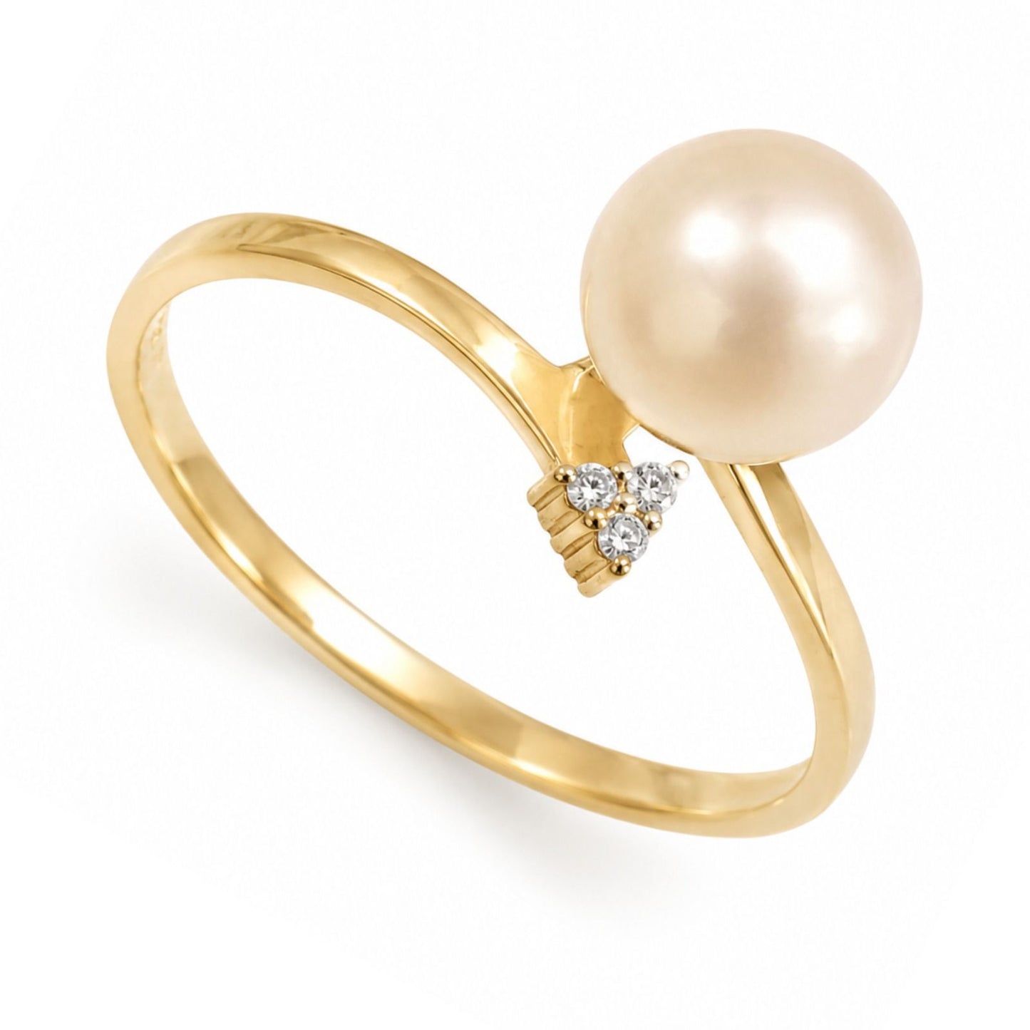 Anel Belle em Ouro Amarelo 18K-com Pérola e brilhantes