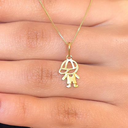 Pingente Menino com Boné em Ouro Amarelo 18K-750