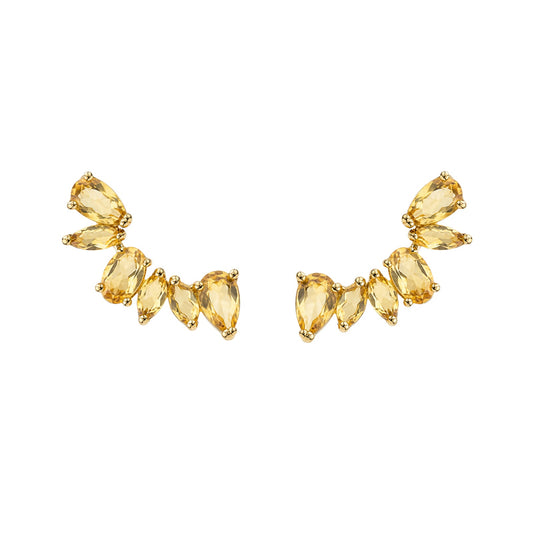 Brinco Alvorada em Ouro Amarelo 18k, com citrinos