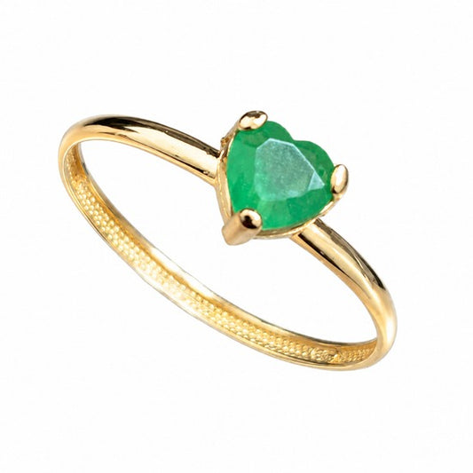 Anel Valentina Verde Ouro Amarelo 18K-750